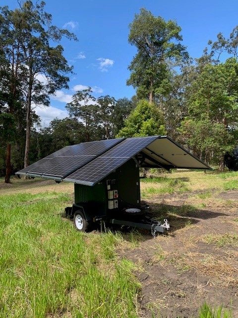 Maxxiom transportable solar trailer supplying off-grid site power