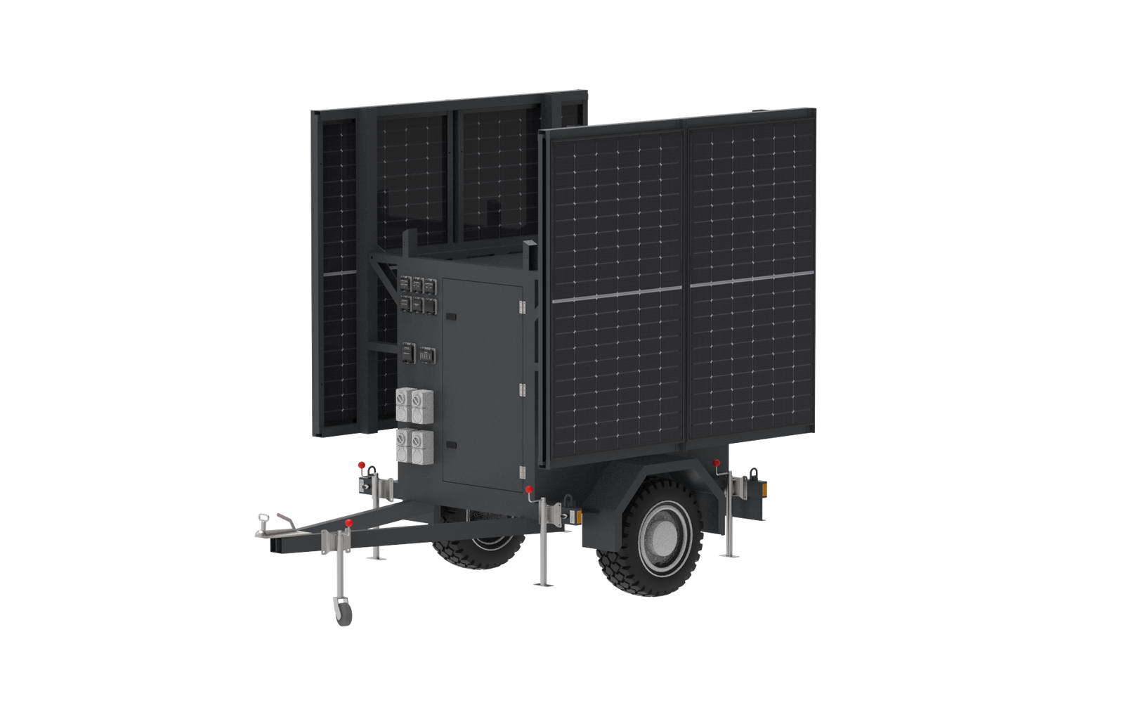 Maxxiom transportable solar power trailer with slide-out array