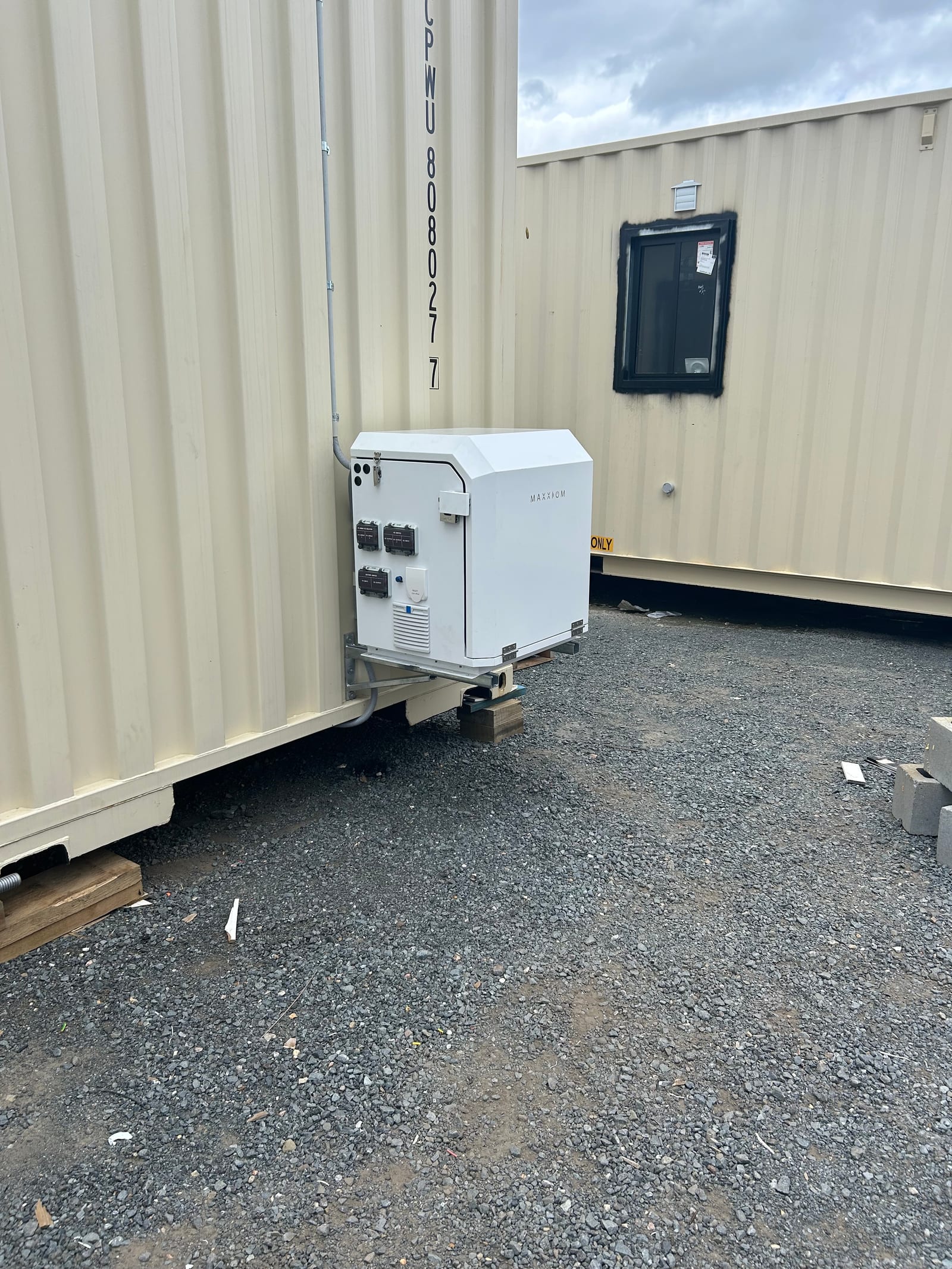 Maxxiom Power Box powering a construction site office